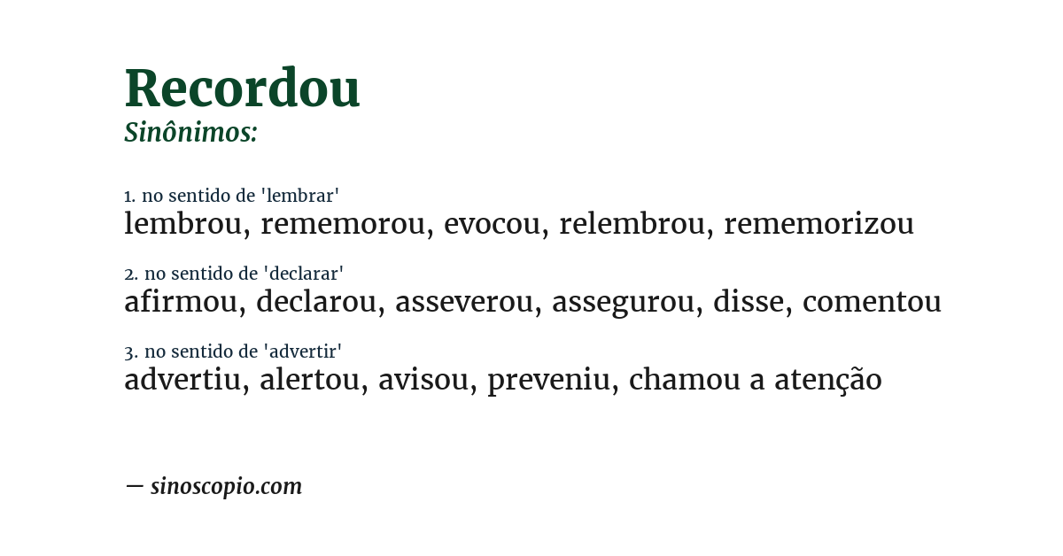 Sinônimo de recordou