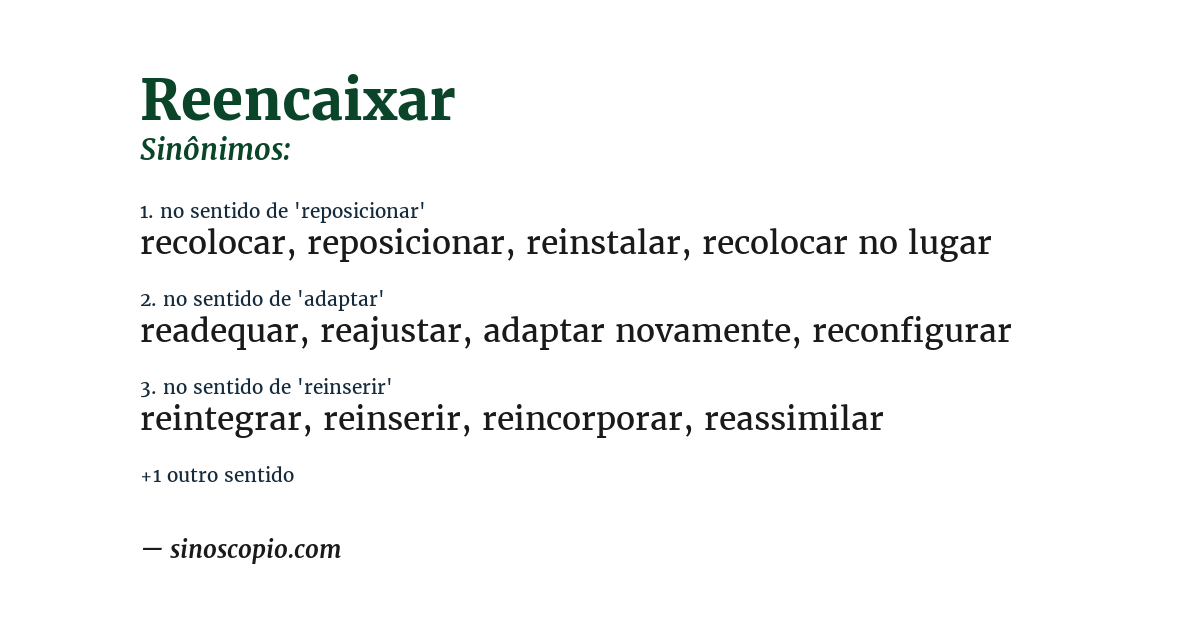 Sinônimo de reencaixar