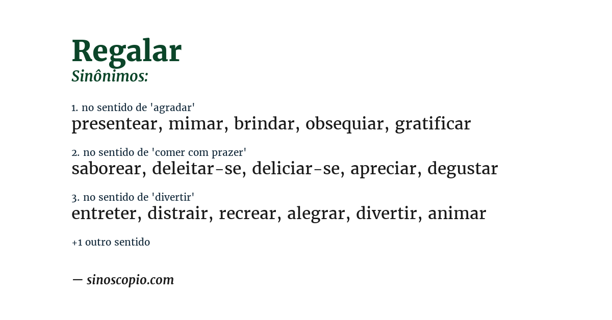 Sinônimo de regalar