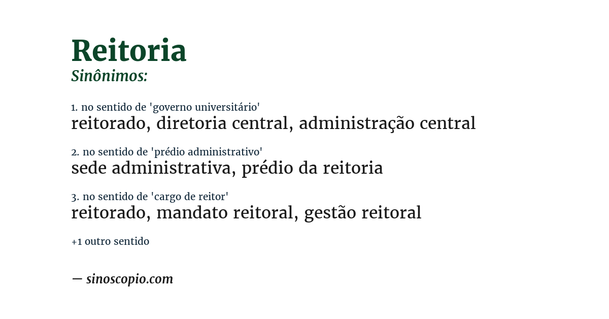 Sinônimo de reitoria
