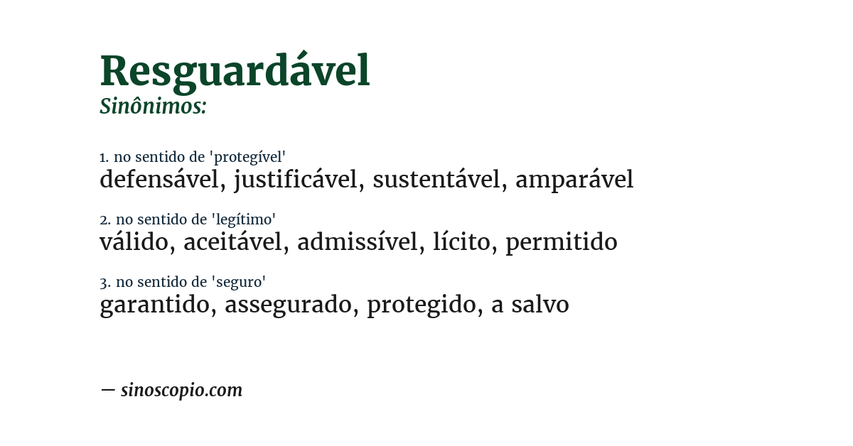 Sinônimo de resguardável