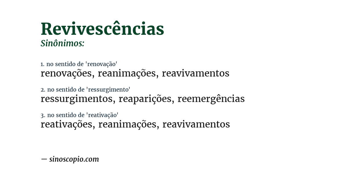 Sinônimo de revivescências