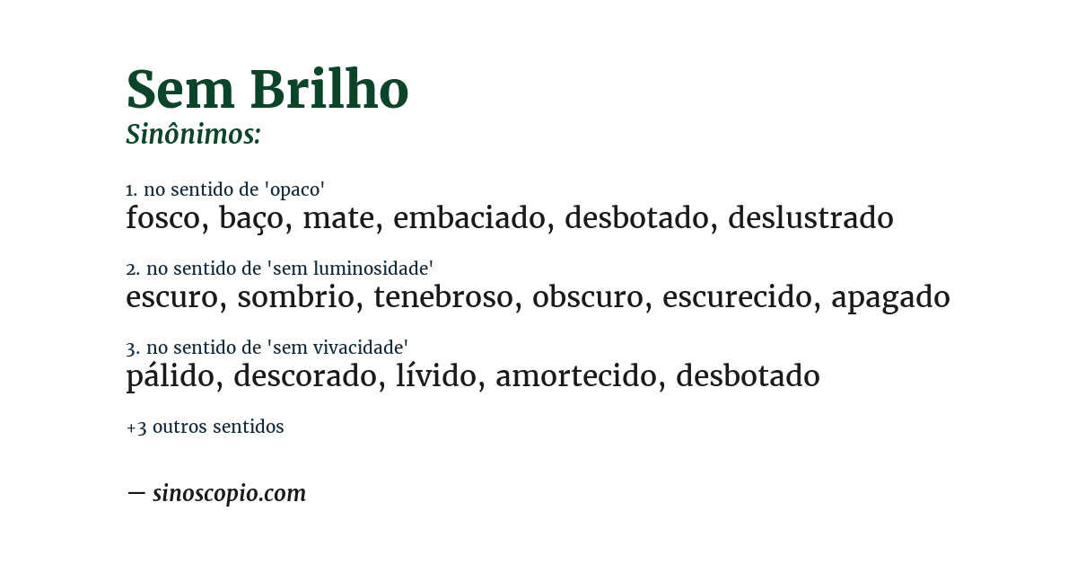 Sinônimo de sem brilho