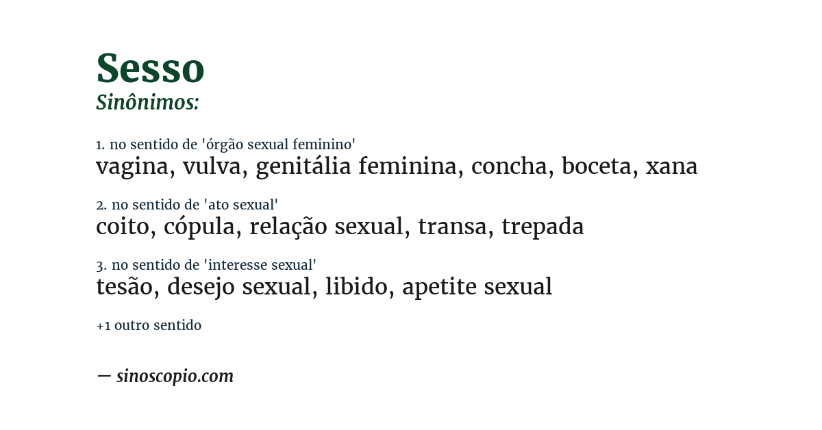 Sinônimo de sesso