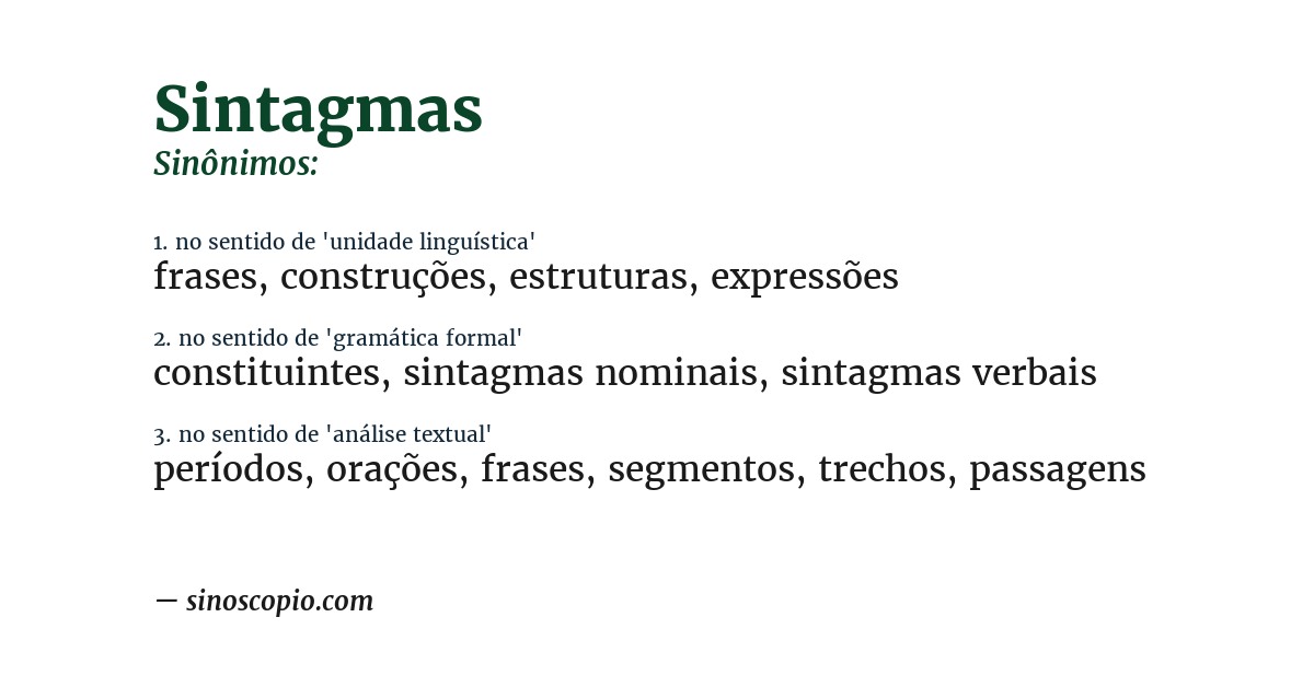Sinônimo de sintagmas