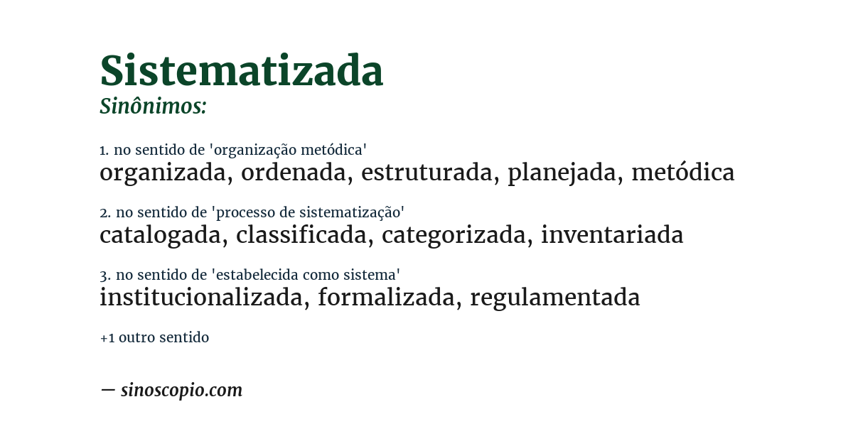 Sinônimo de sistematizada