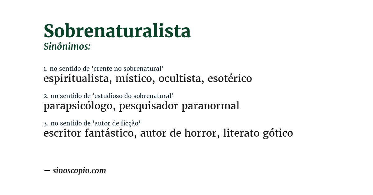 Sinônimo de sobrenaturalista