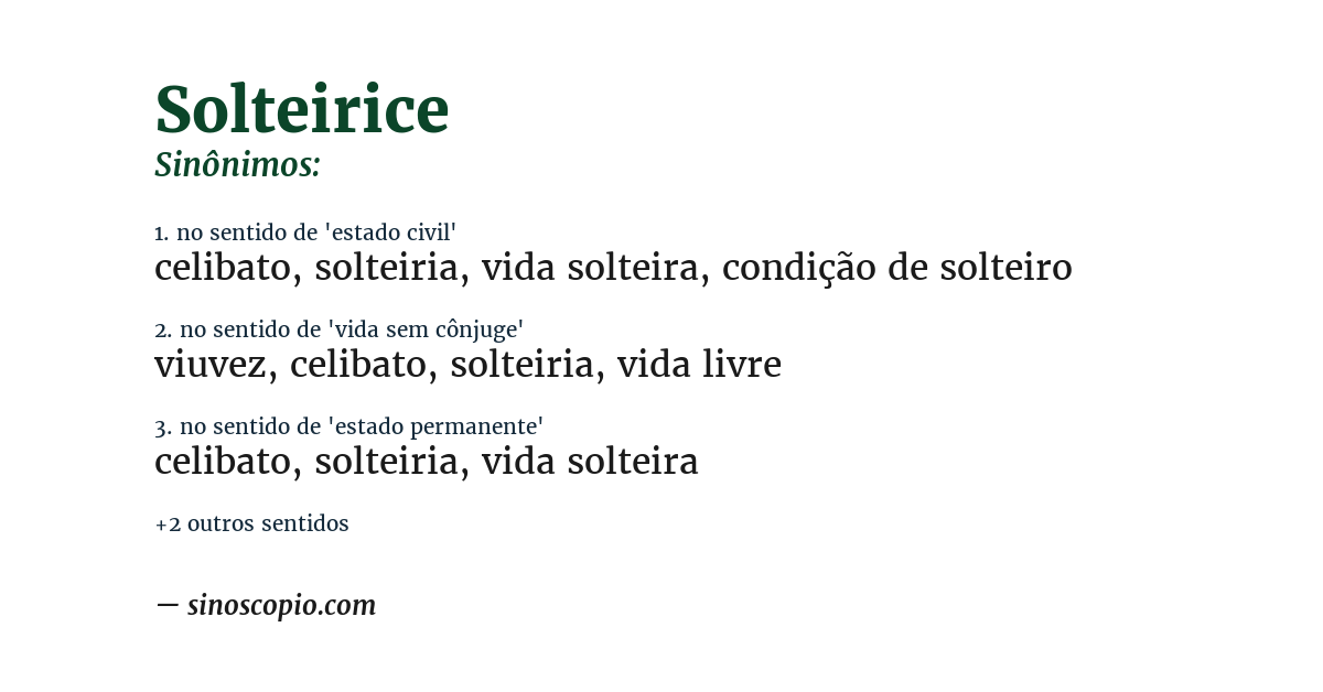Sinônimo de solteirice