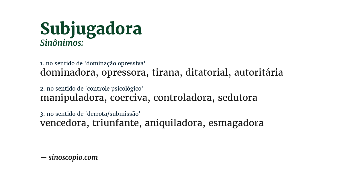 Sinônimo de subjugadora