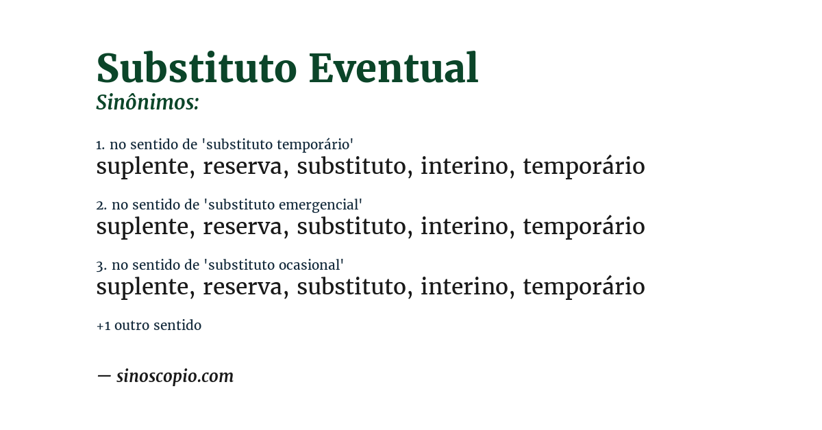 Sinônimo de substituto eventual