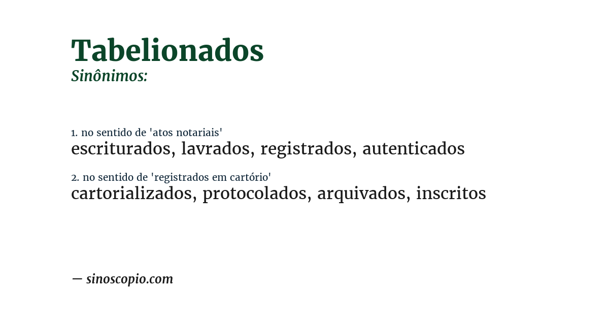 Sinônimo de tabelionados