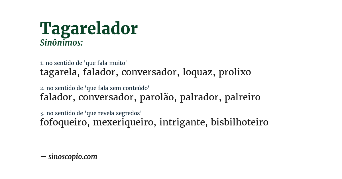 Sinônimo de tagarelador