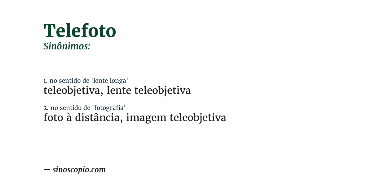 Sinônimo de telefoto