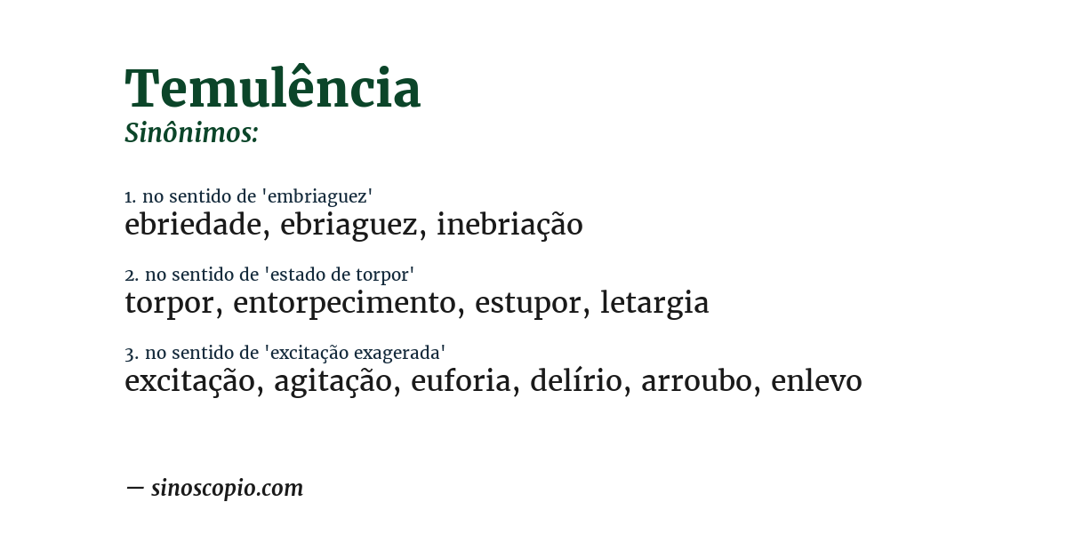 Sinônimo de temulência