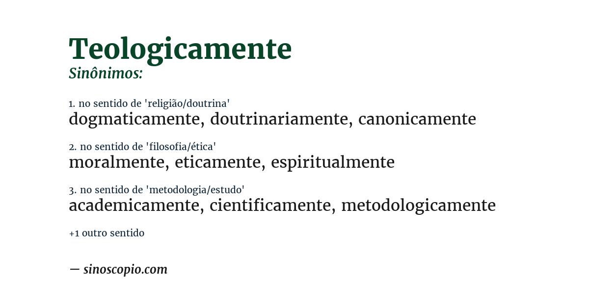 Sinônimo de teologicamente