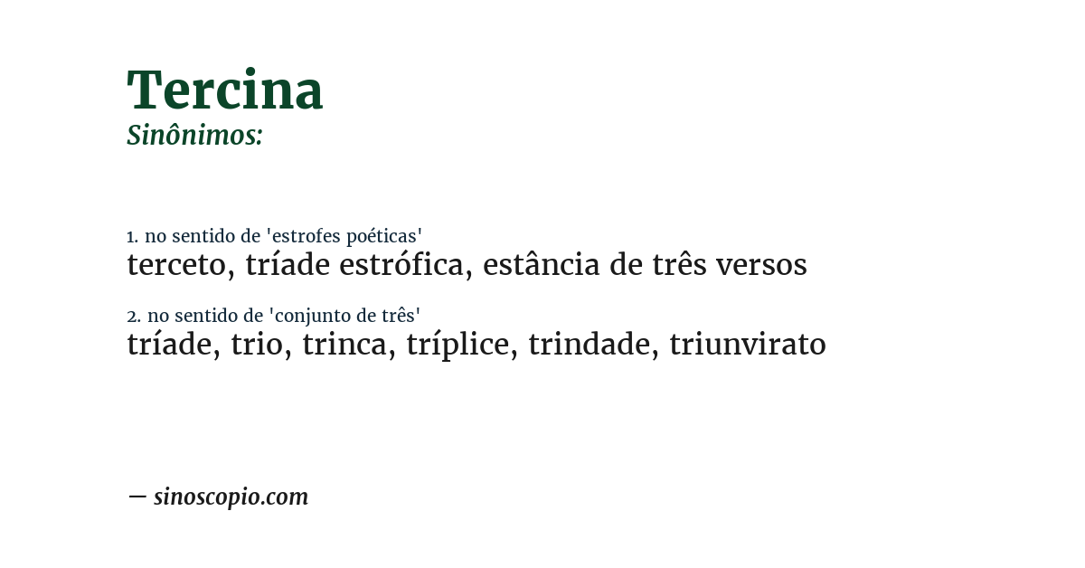 Sinônimo de tercina