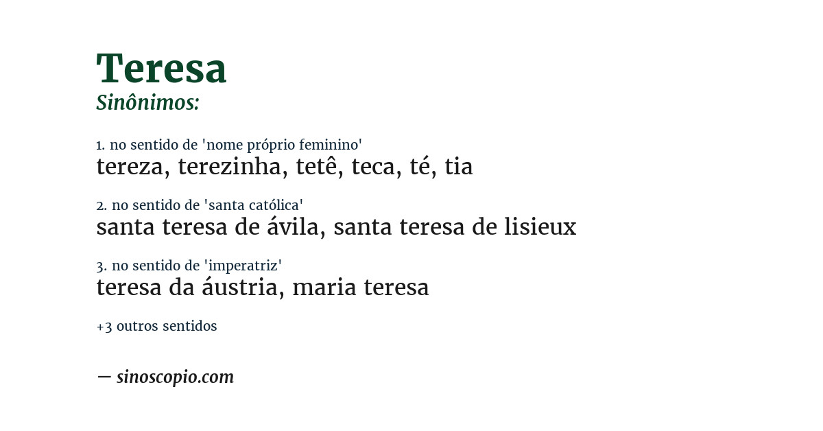 Sinônimo de teresa