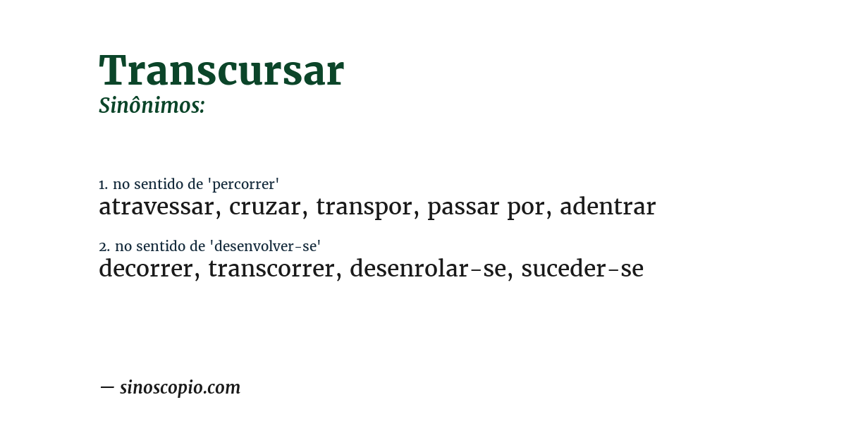 Sinônimo de transcursar