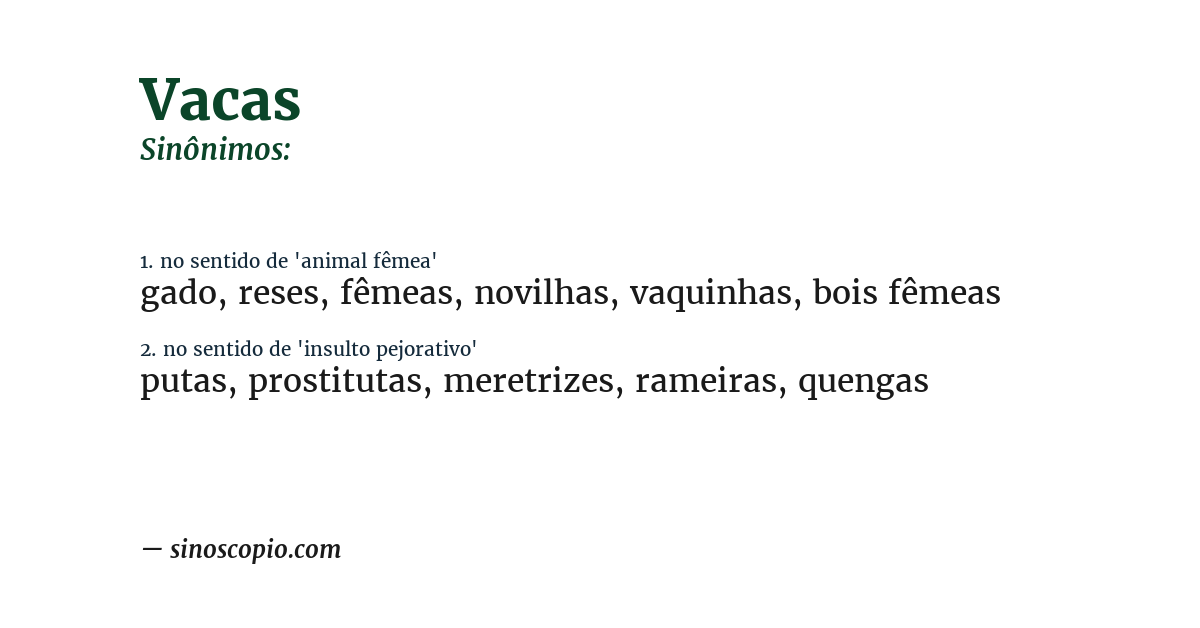 Sinônimo de vacas