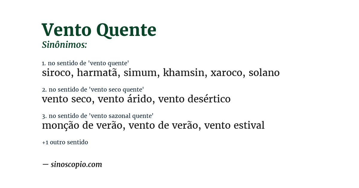 Sinônimo de vento quente