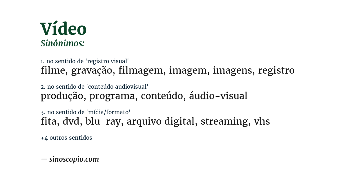 Sinônimo de vídeo
