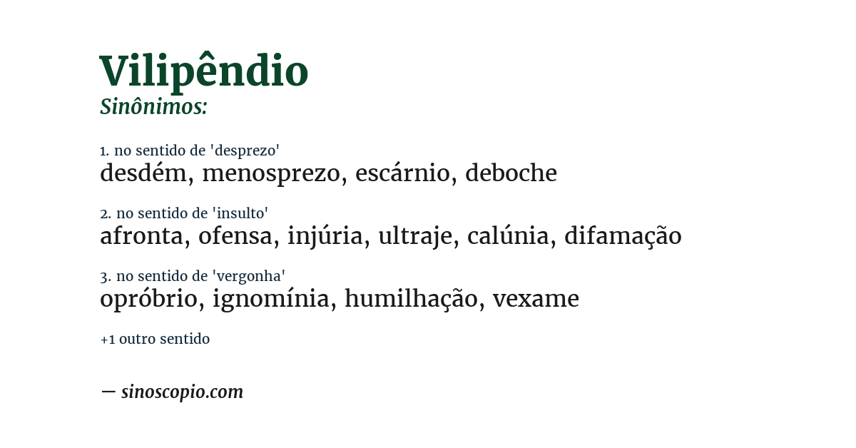 Sinônimo de vilipêndio