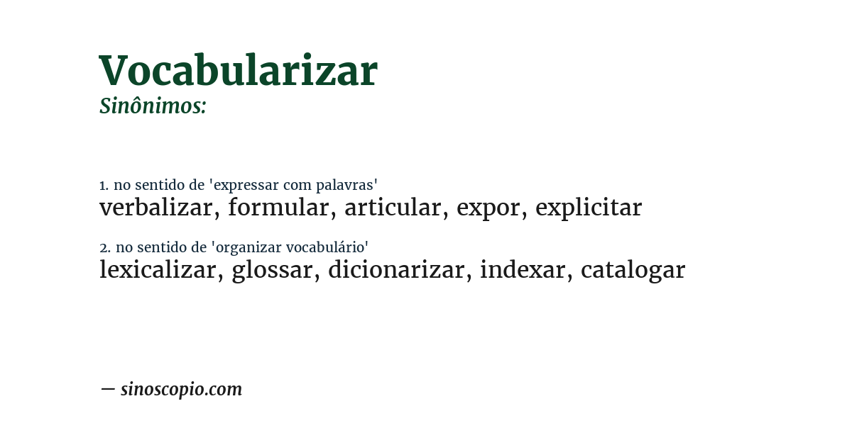 Sinônimo de vocabularizar