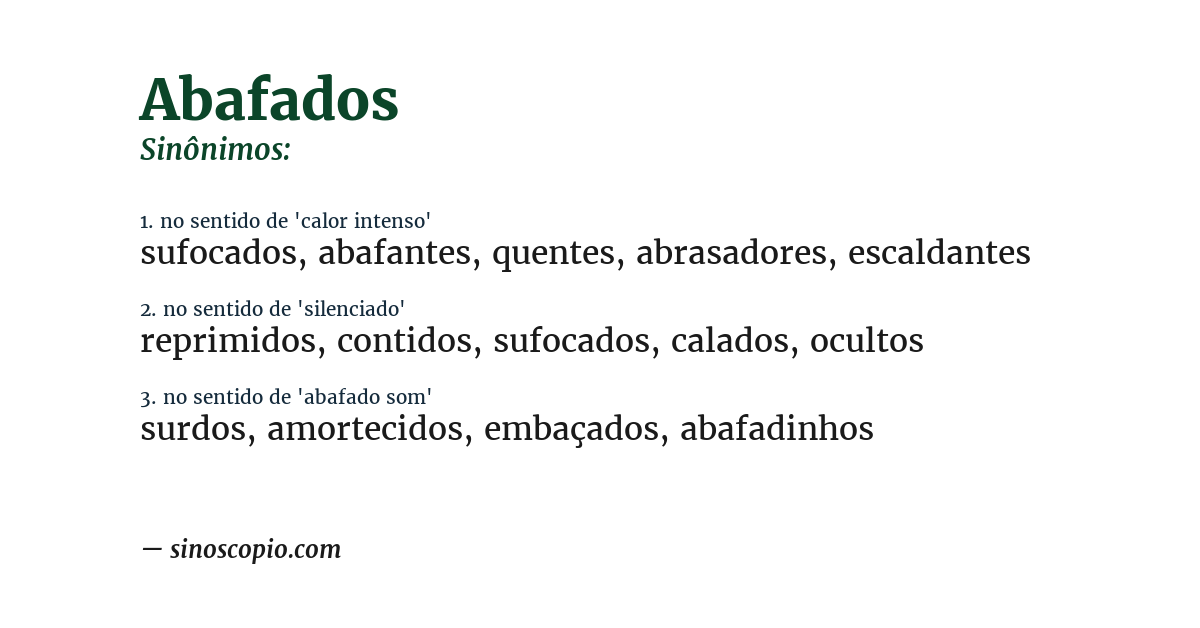 Sinônimo de abafados