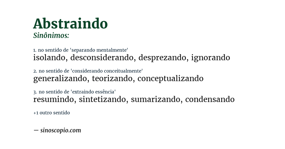 Sinônimo de abstraindo
