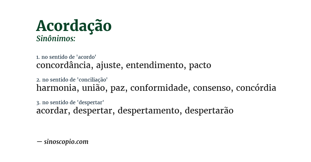 Sinônimo de acordação