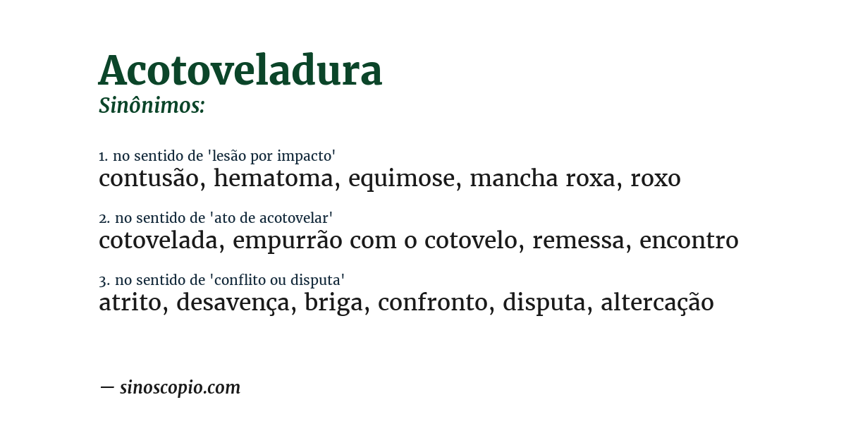 Sinônimo de acotoveladura