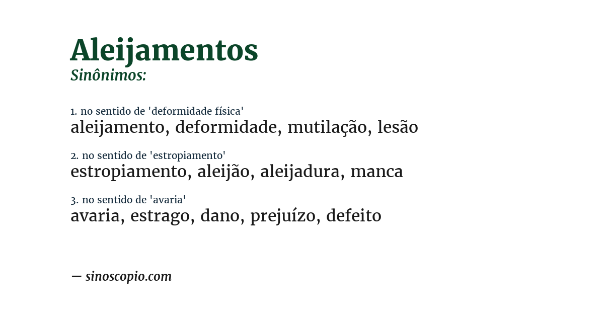 Sinônimo de aleijamentos
