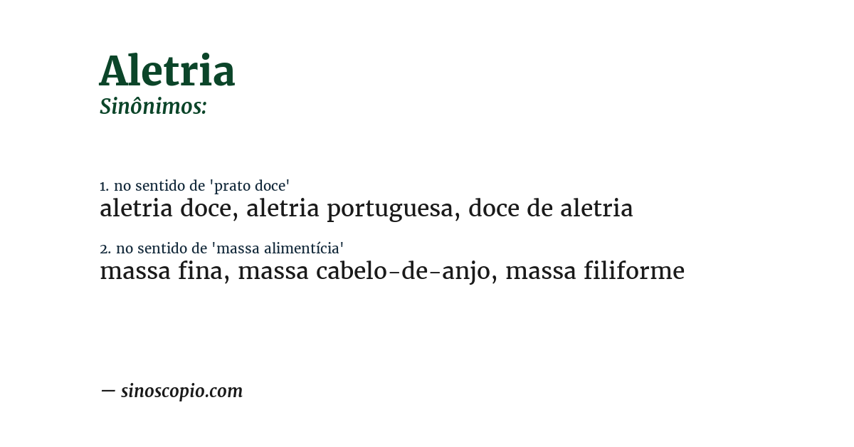 Sinônimo de aletria