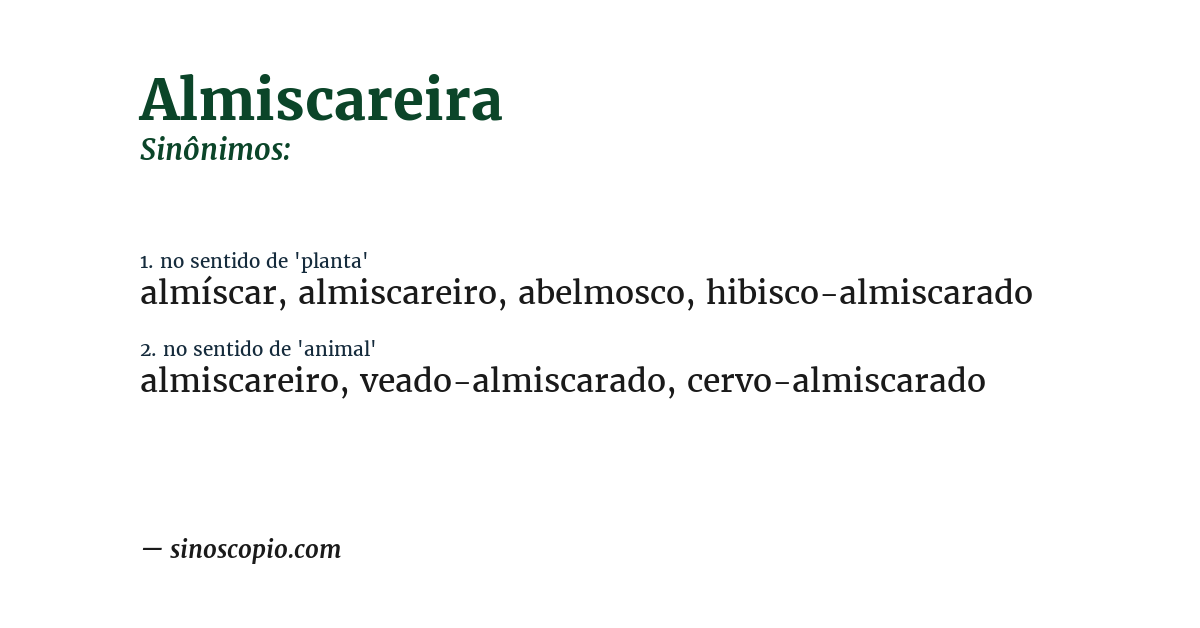 Sinônimo de almiscareira