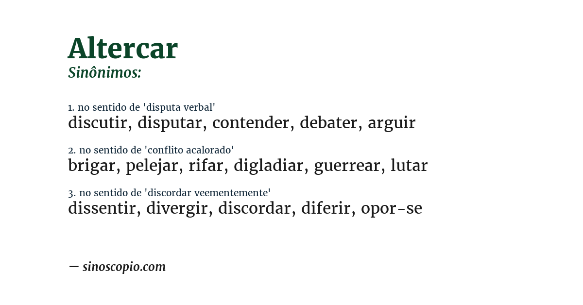 Sinônimo de altercar