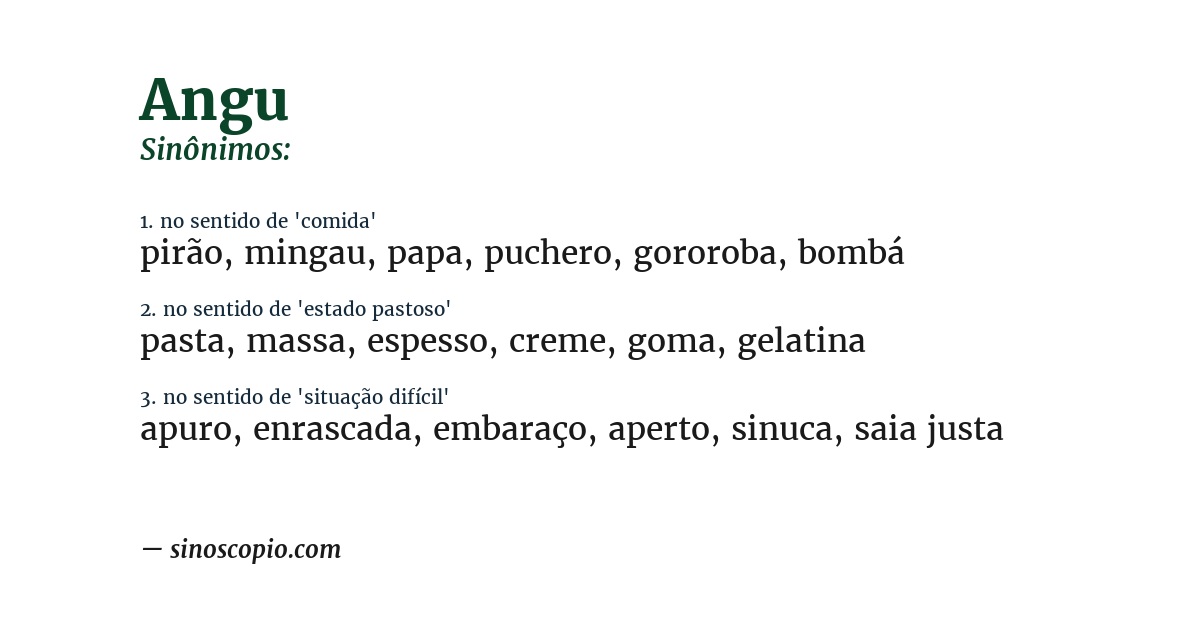 Sinônimo de angu