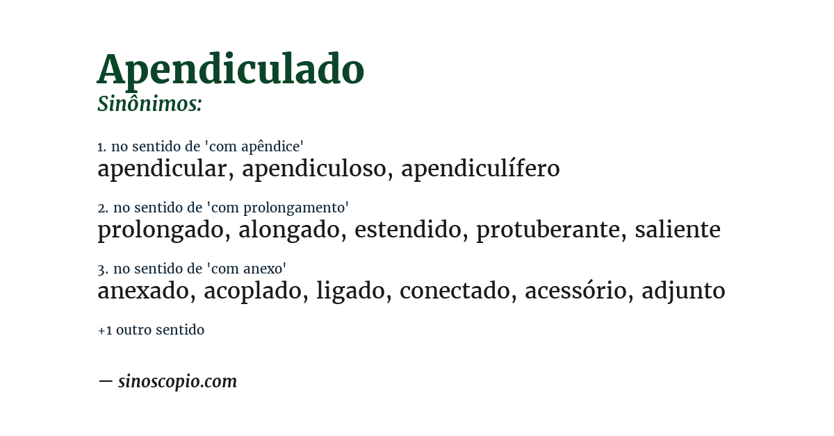 Sinônimo de apendiculado