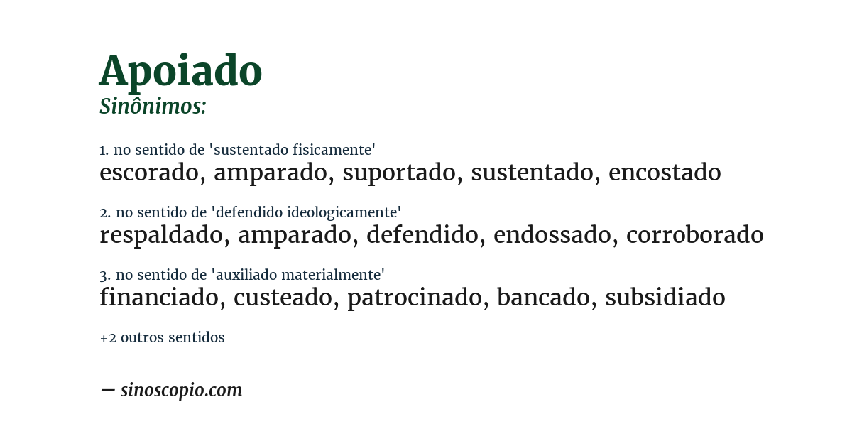 Sinônimo de apoiado