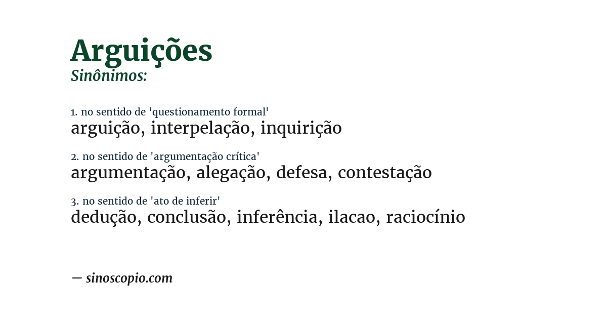 Sinônimo de arguições