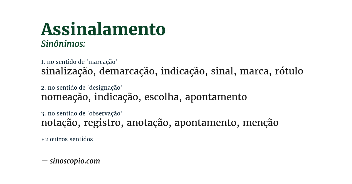 Sinônimo de assinalamento