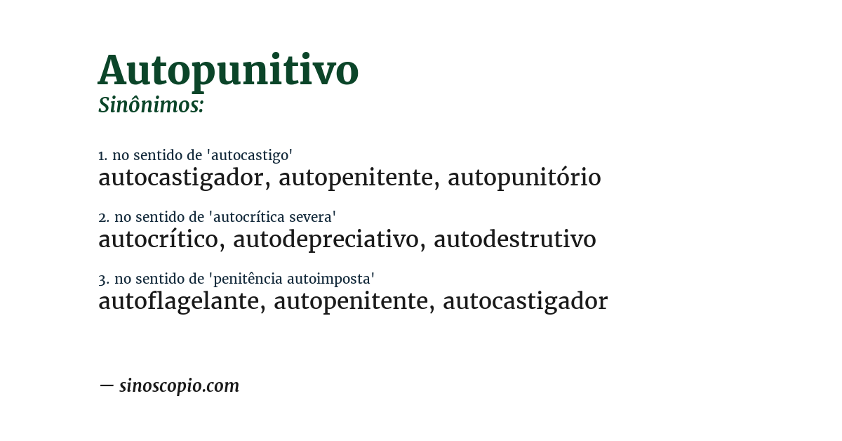 Sinônimo de autopunitivo