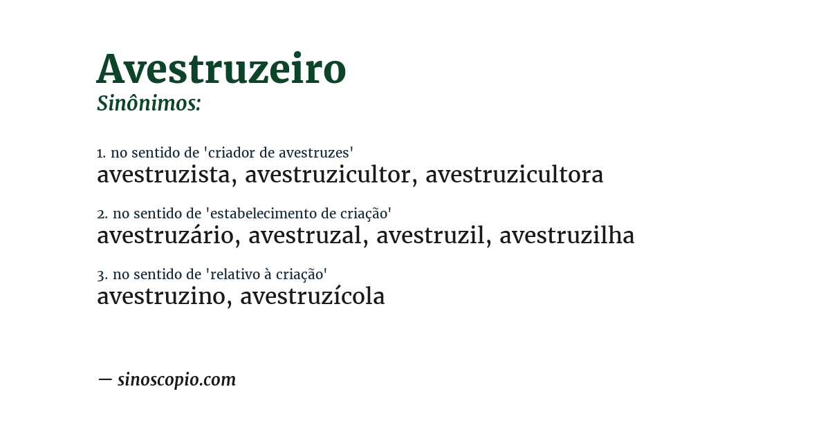 Sinônimo de avestruzeiro