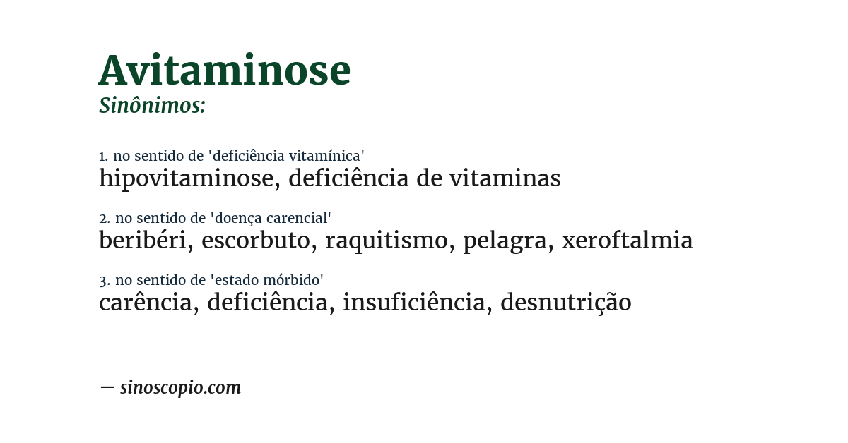 Sinônimo de avitaminose