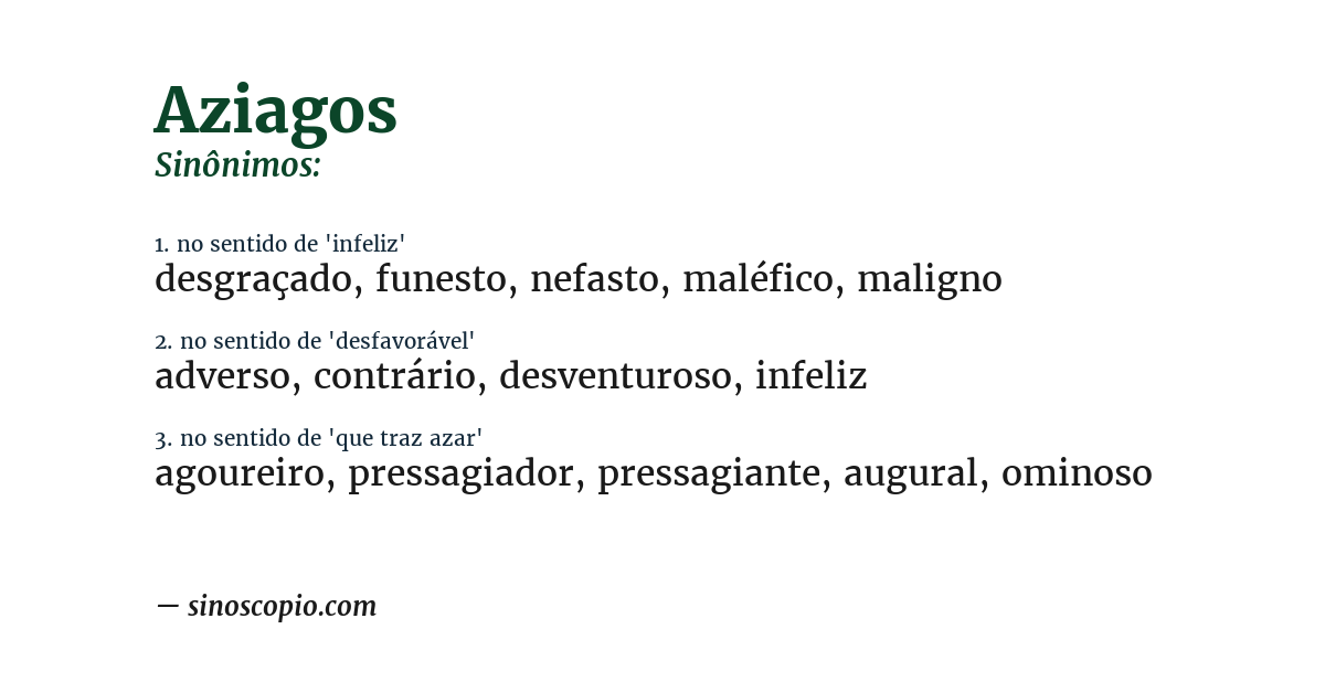 Sinônimo de aziagos