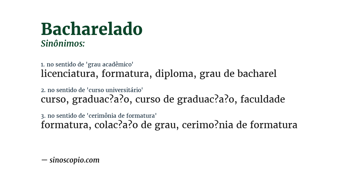 Sinônimo de bacharelado
