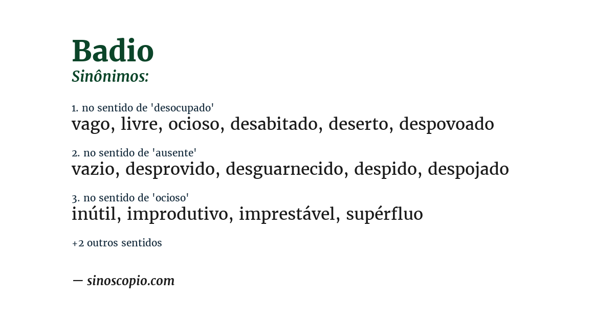 Sinônimo de badio