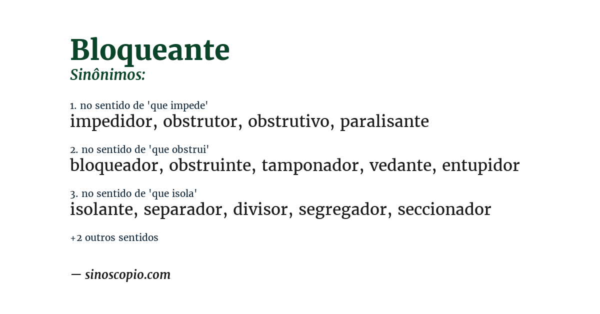 Sinônimo de bloqueante