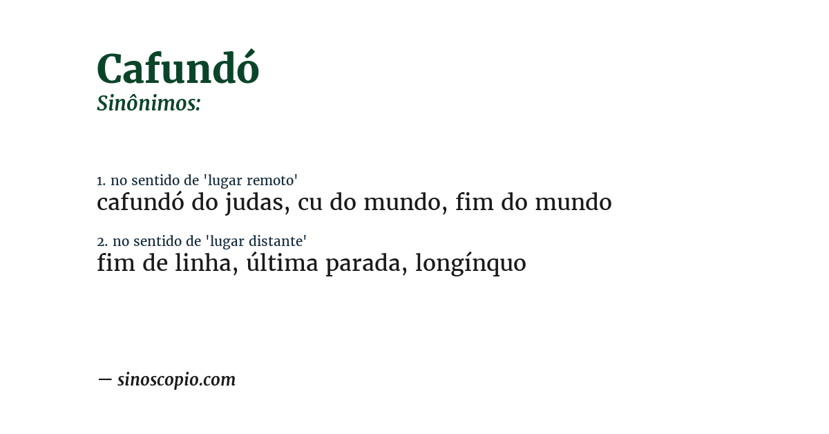 Sinônimo de cafundó