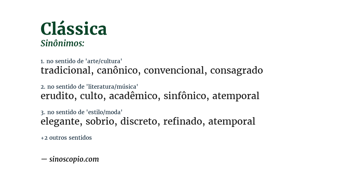 Sinônimo de clássica