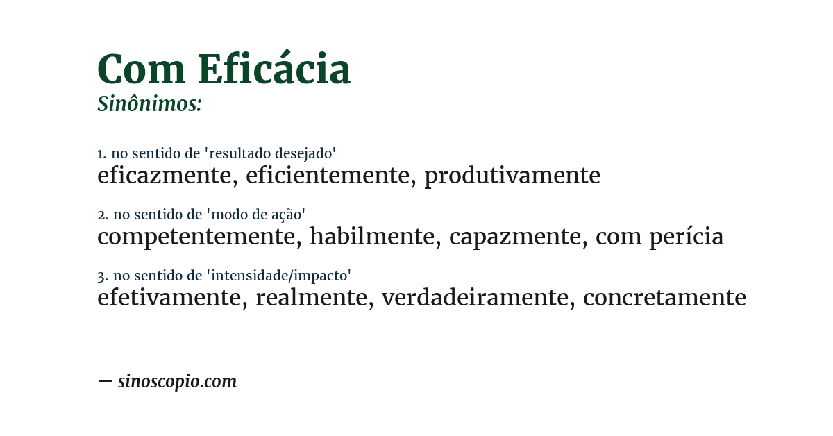 Sinônimo de com eficácia